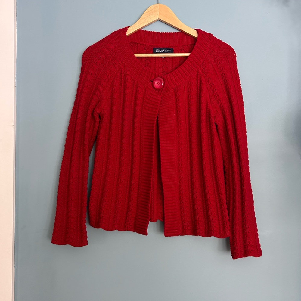 Jones New York Red Women's Cardigan Sweater